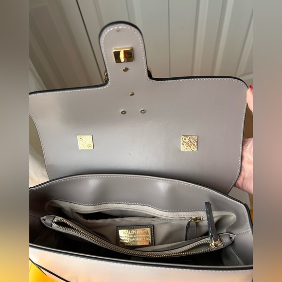 Valentino V Leather Satchel Handbag Purse Beige/Taupe Gaelle by Mario Valentino - Picture 10 of 11